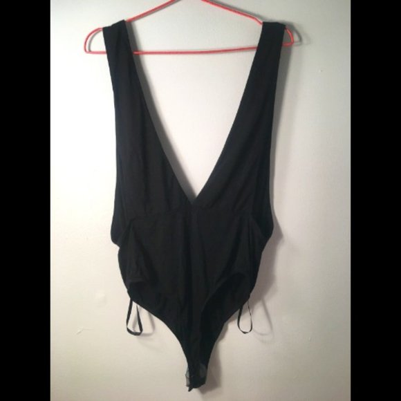 by the way. Tops - V-Neck One Piece Bodysuit - Black, New, XL